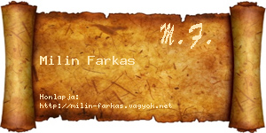 Milin Farkas névjegykártya